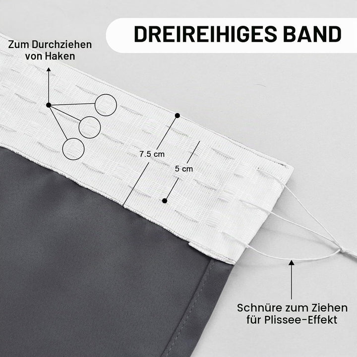 DWCN Vorhang Blickdicht mit Kräuselband Verdunkelungsgardinen mit Ösen 2 Stücke Wärmeisolierend Ther
