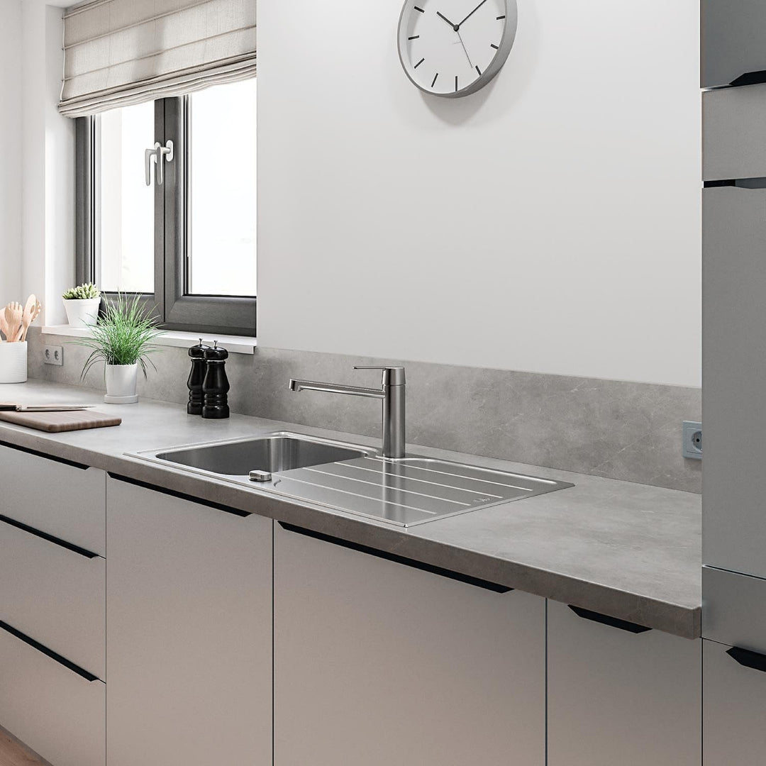 Grohe Get | Küchenarmatur - Spültischarmatur | Supersteel, mittelhoher Auslauf, schwenkbar | 30196DC