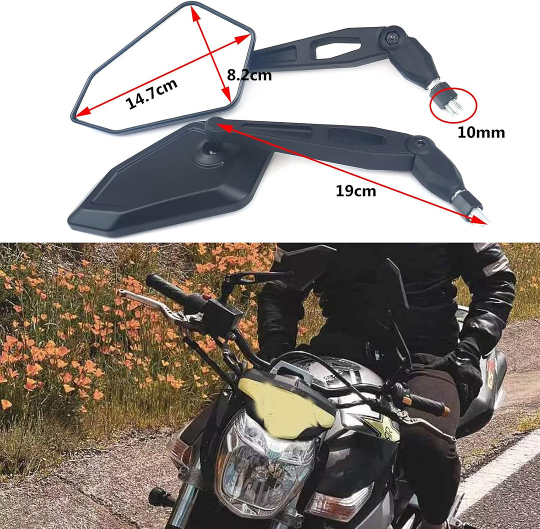 BREDUXSER Universal Motorrad Rückspiegel Spiegel 8 mm 10 mm E-geprüft Rückseitenspiegel Seitenspiege