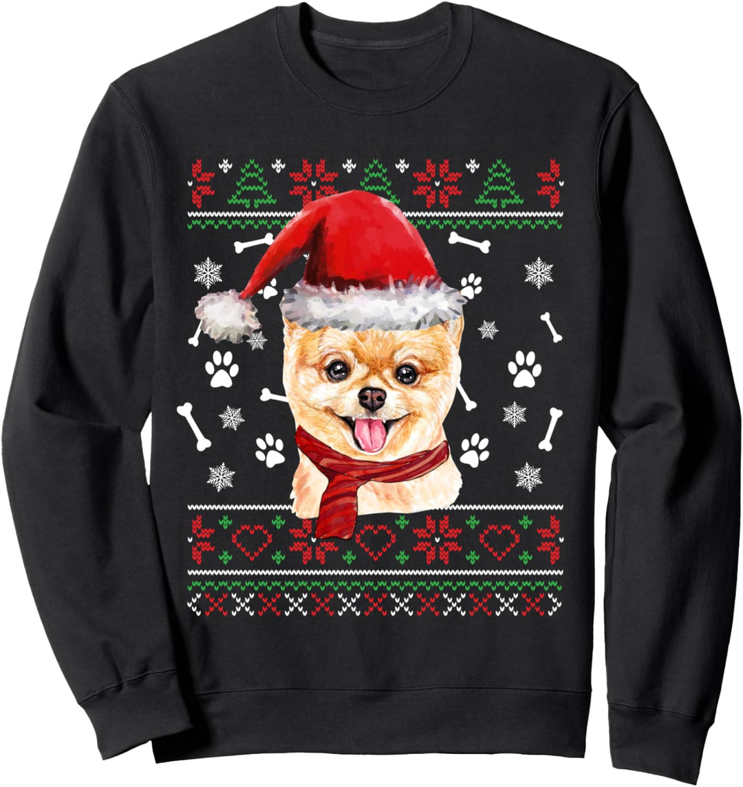 Ugly Sweater Christmas Zwergspitz Hund Weihnachten Xmas Sweatshirt