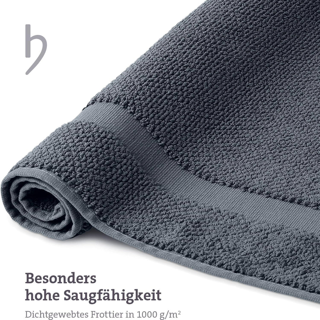 herzbach home Badvorleger Set 100% Baumwolle | Duschvorleger | 1.000 g/m² | Saugfähig | Waschbar (An
