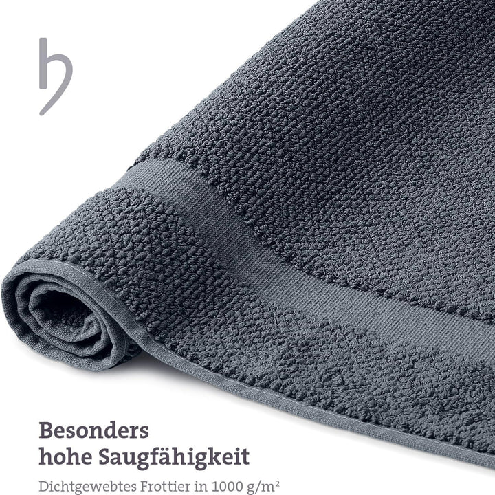 herzbach home Badvorleger Set 100% Baumwolle | Duschvorleger | 1.000 g/m² | Saugfähig | Waschbar (An