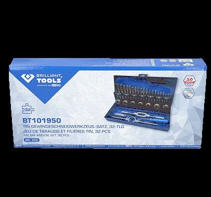 BRILLIANT TOOLS BT101950 TiN Gewindeschneidwerkzeug-Satz, 32-TLG. [Powered by KS Tools]