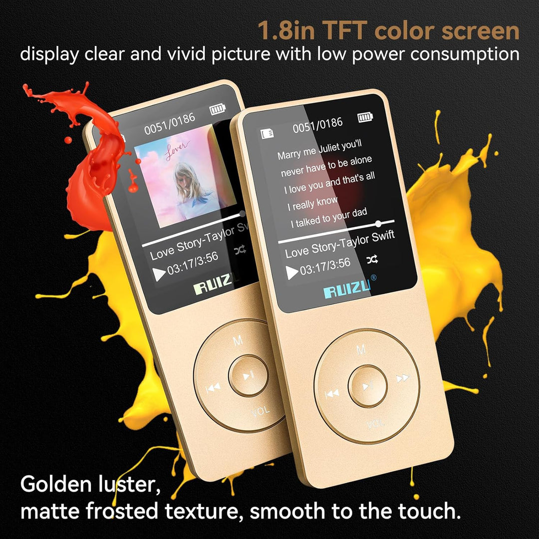 64GB MP3 Player with Bluetooth 5.3, 1.8" Screen Portable Music Player, FM Radio, Voice Recording, EB