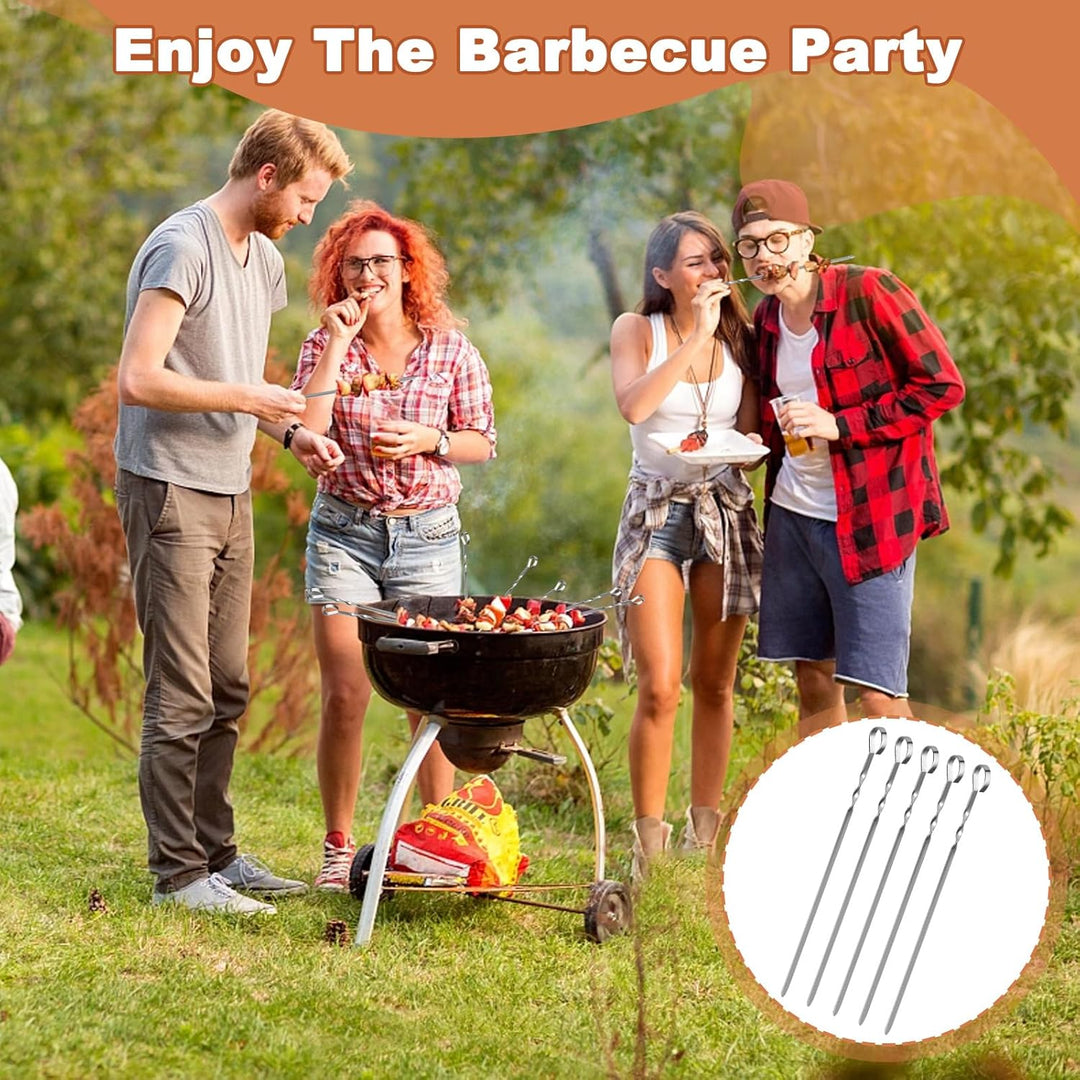 Grillspiesse Edelstahl, Grillspiesse mit Griff, wiederverwendbare 40 cm 20 Stück Schaschlikspiesse E