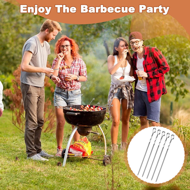 Grillspiesse Edelstahl, Grillspiesse mit Griff, wiederverwendbare 40 cm 20 Stück Schaschlikspiesse E