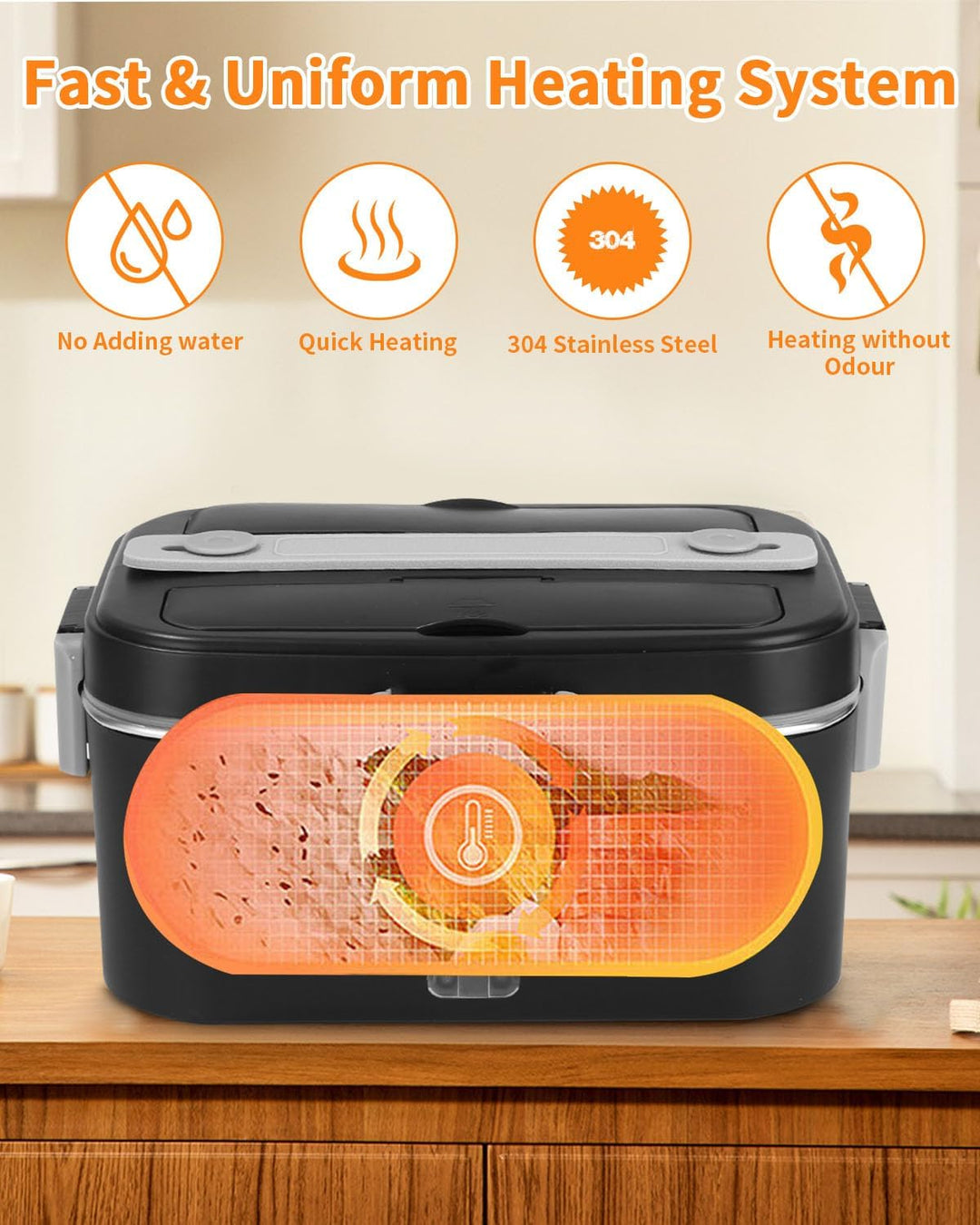 Elektrische Lunchbox, 3-in-1 12/24/220V Thermo Lunch box, 1.8 L Grossbehälter Lunchbox Erwachsene, H