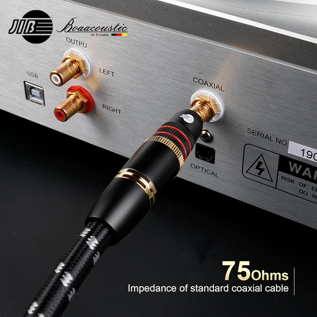 BOAACOUSTIC JIB Hi-End-Audiophile Subwoofer Kabel -1.5m - 75 Ohm Cinch RCA S/PDIF Digital Audio Koax