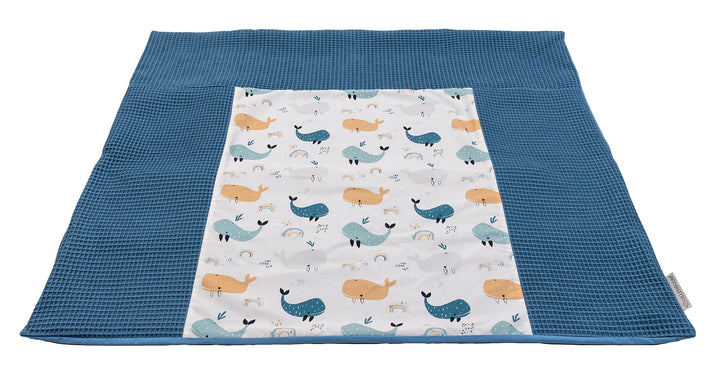 ULLENBOOM Wickelauflagenbezug 75x85 cm Blau-Wale (Made in EU) - abnehmbarer Bezug für Wickelauflage