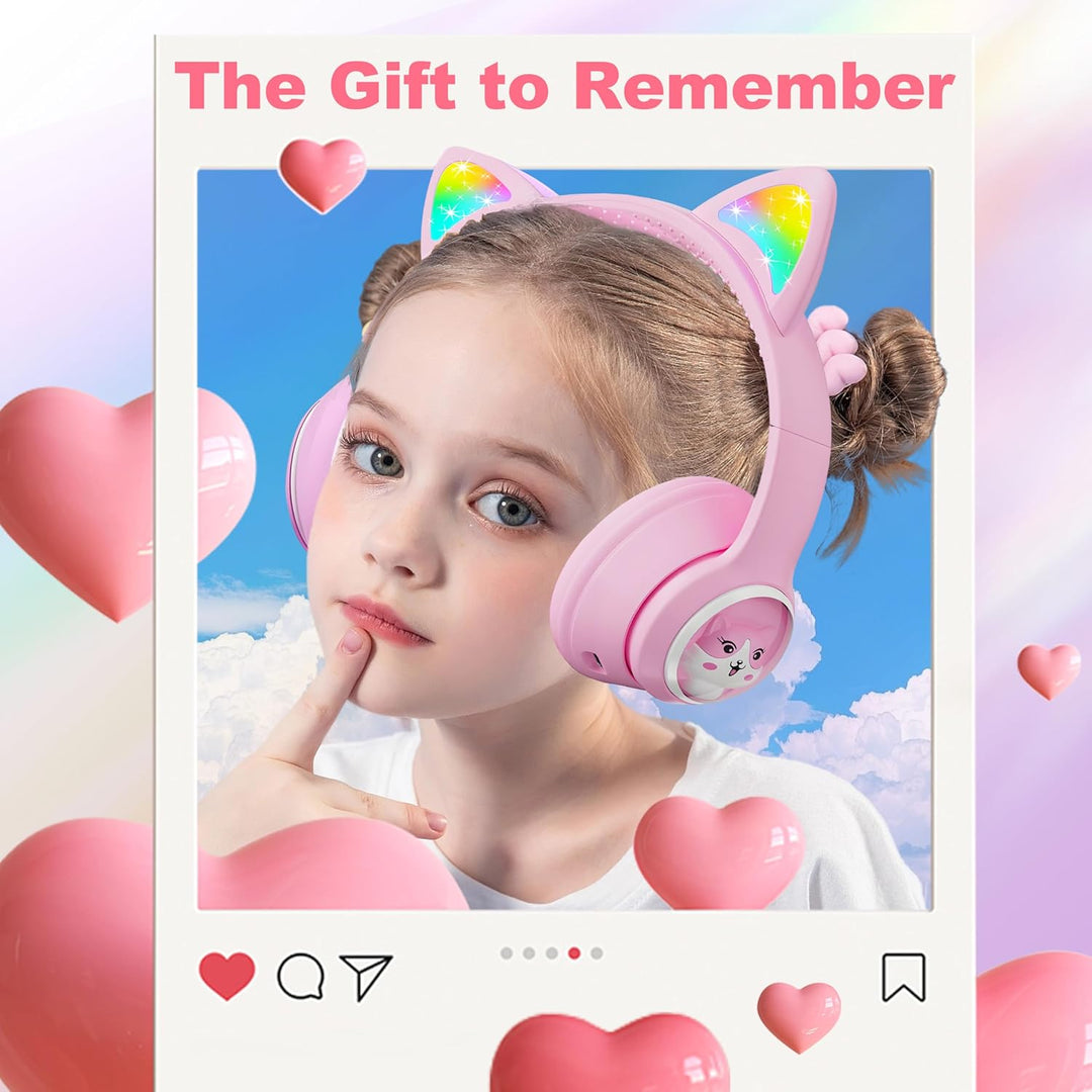 Bluetooth Kopfhörer Kinder, Faltbar 85dB Mädchen Kopfhörer Over Ear, Kabellos Kinderkopfhörer mit LE