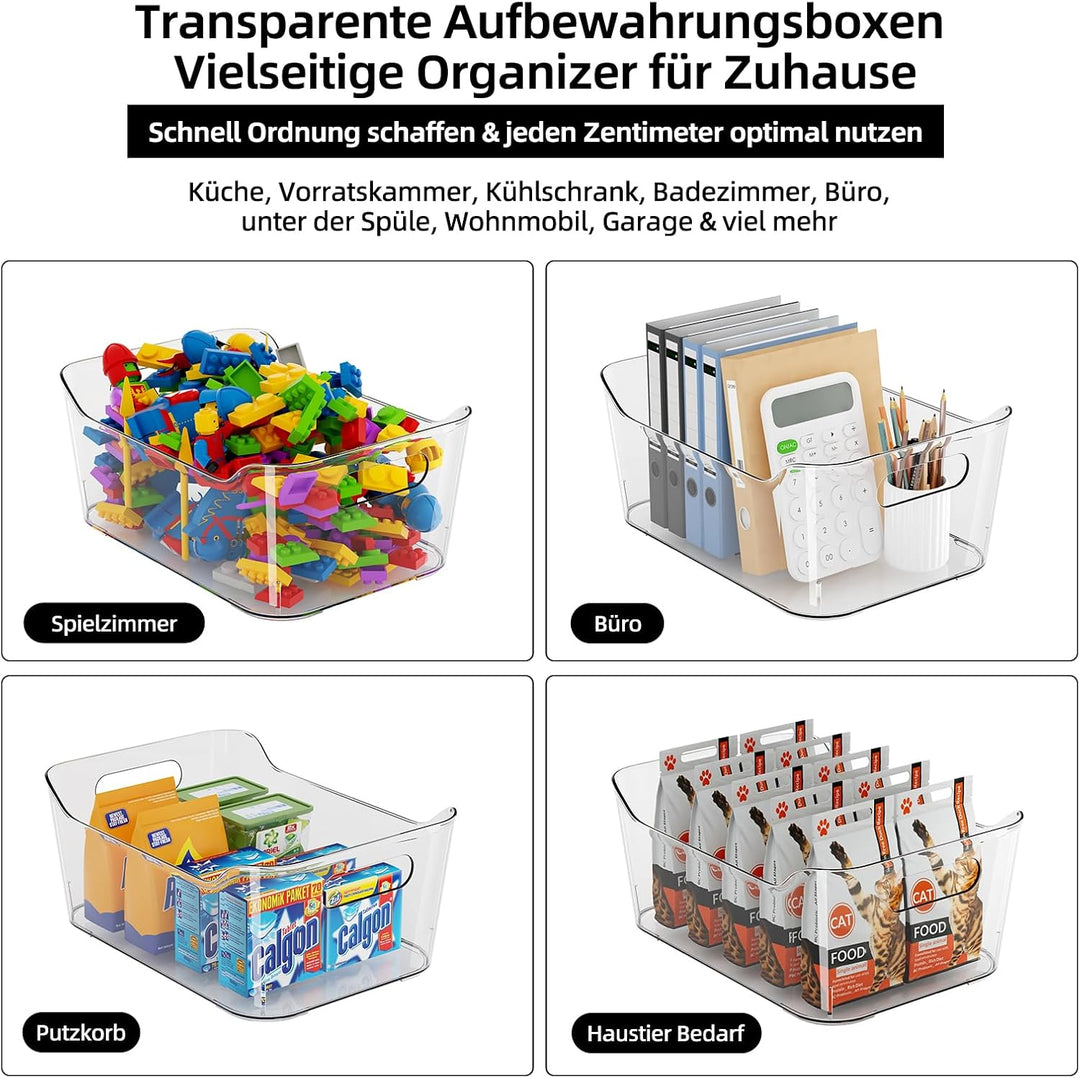 8 Stück aufbewahrungsbox küche küchenschrank organizer mit Griff | Transparent, Kunststoff kühlschra