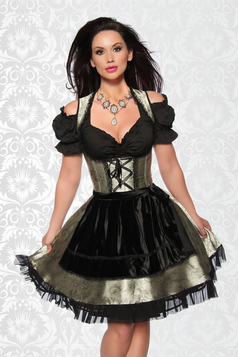 Dirndline Dirndlkleid, Schürze grün/schwarz XS Grün/Schwarz, XS Grün/Schwarz