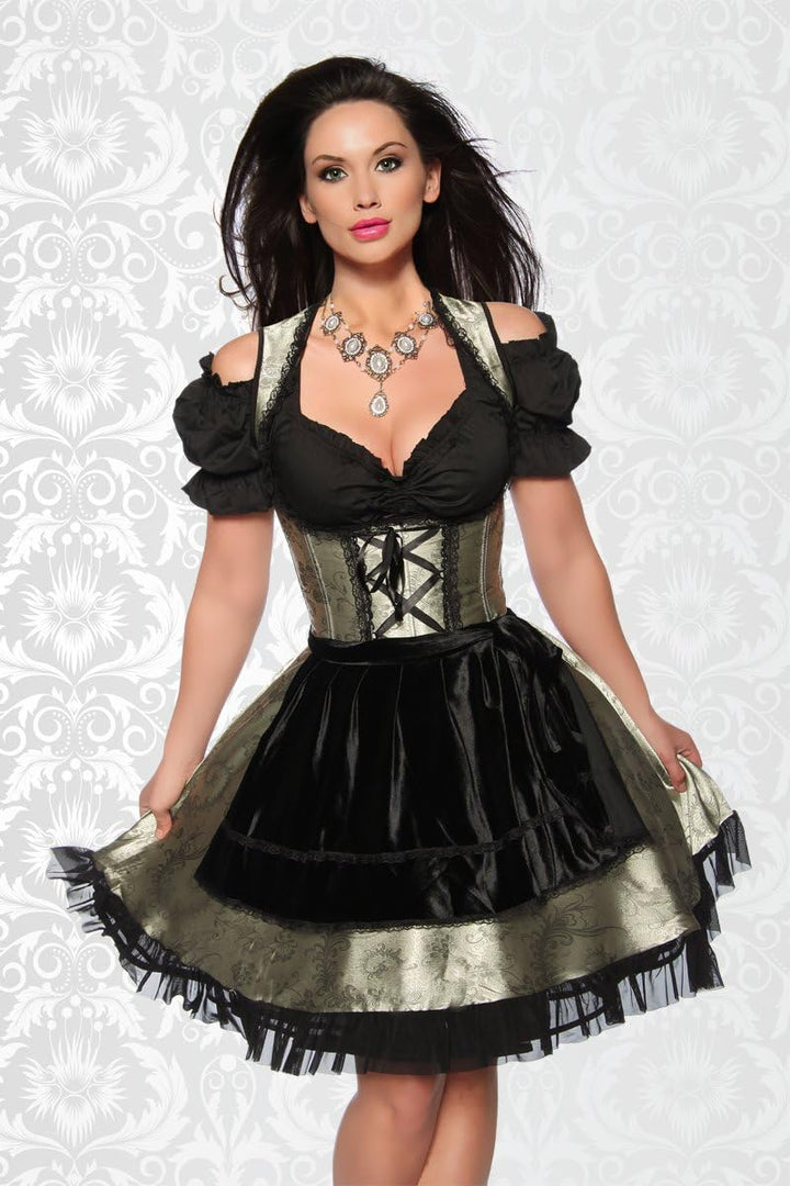 Dirndline Dirndlkleid, Schürze grün/schwarz XS Grün/Schwarz, XS Grün/Schwarz
