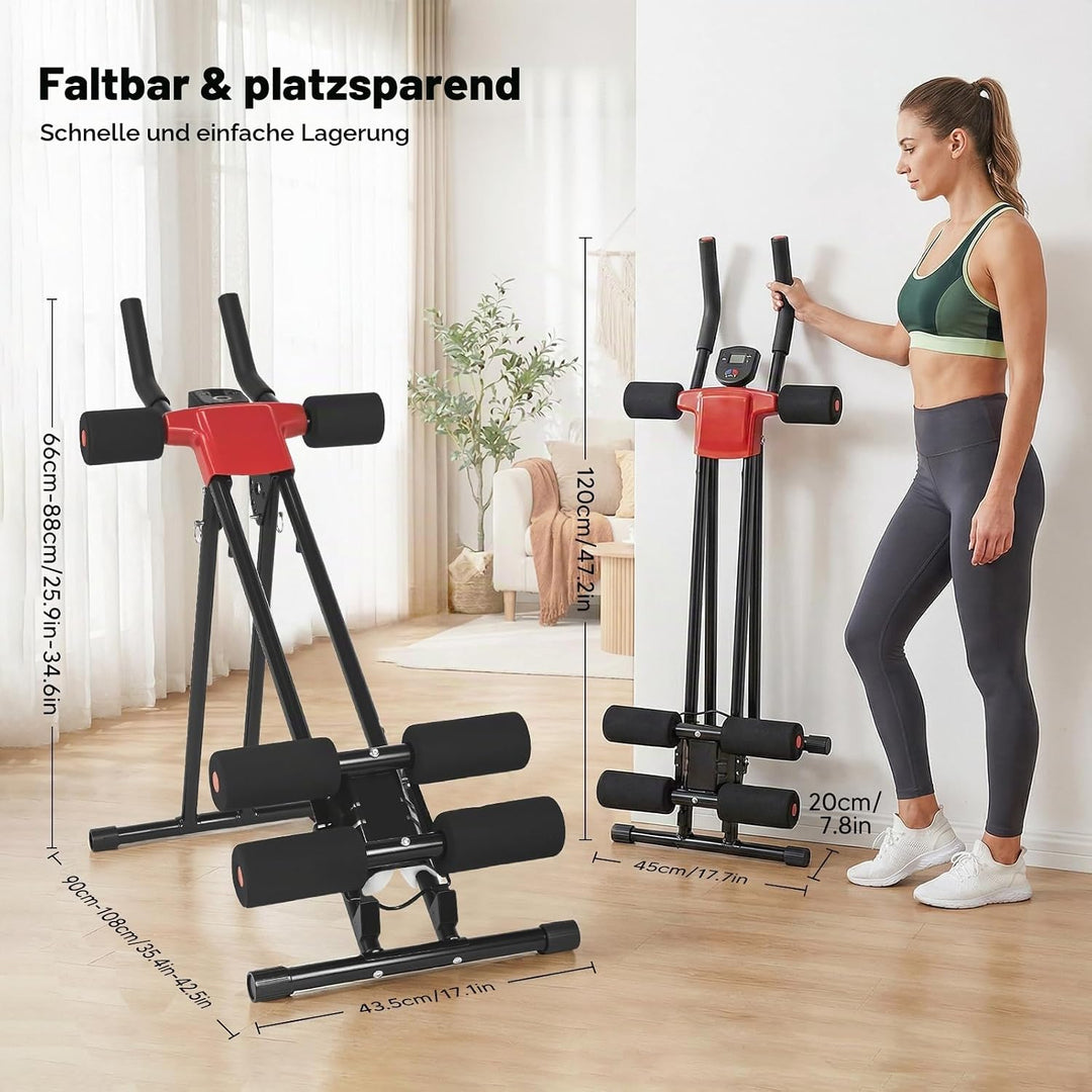 Bauchtrainer Klappbar, 5-fach Verstellbarer Widerstand, LED-Display, Faltbarer Bauchmuskeltrainer fü