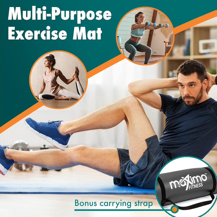 Maximo Fitnessmatte – Dicke Premium Yogamatte – 183 cm Länge x 60 cm Breite x 1,2 cm (12mm) – Mehrzw