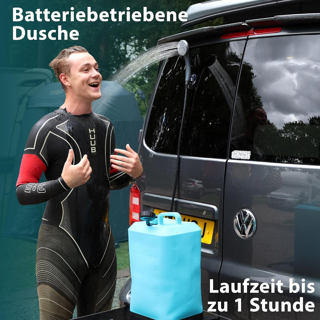 Colapz Tragbare Campingdusche mit Akku & Pumpe – Wiederaufladbare Outdoor Dusche für Camping, Wohnwa