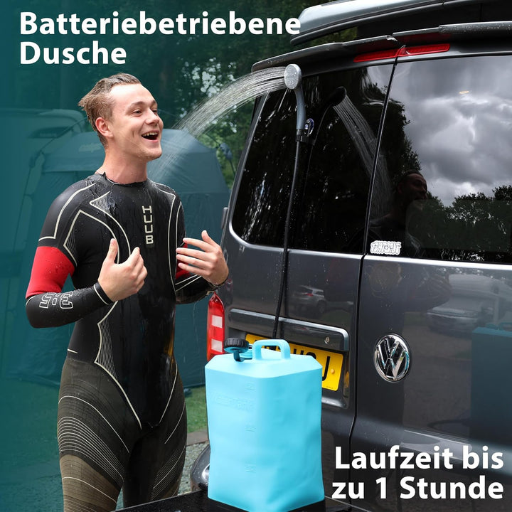 Colapz Tragbare Campingdusche mit Akku & Pumpe – Wiederaufladbare Outdoor Dusche für Camping, Wohnwa