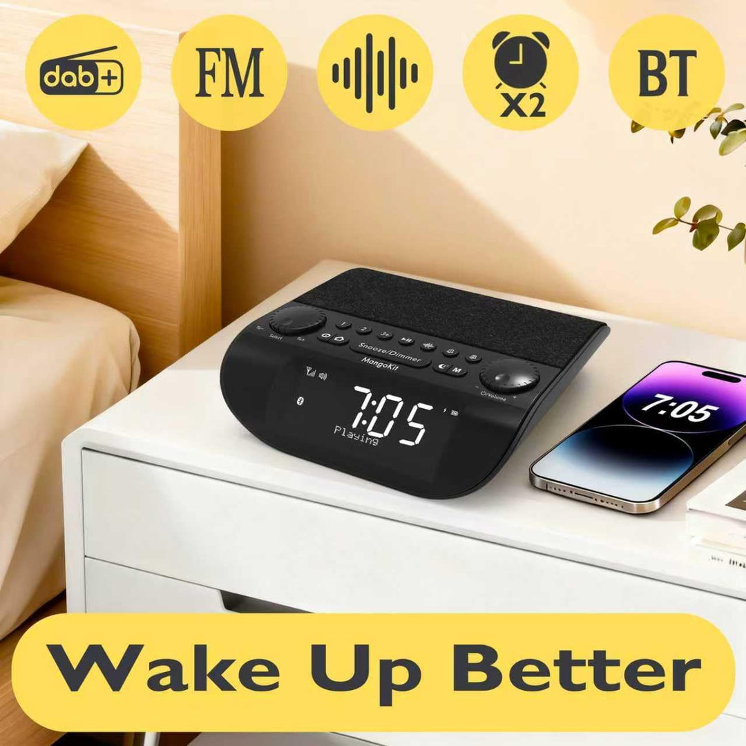 UP-Pro DAB+ Radiowecker, ASA Notfallwarnfunktion, UKW-Radio, Extra lauter 90 dB Weckalarm für Tiefsc