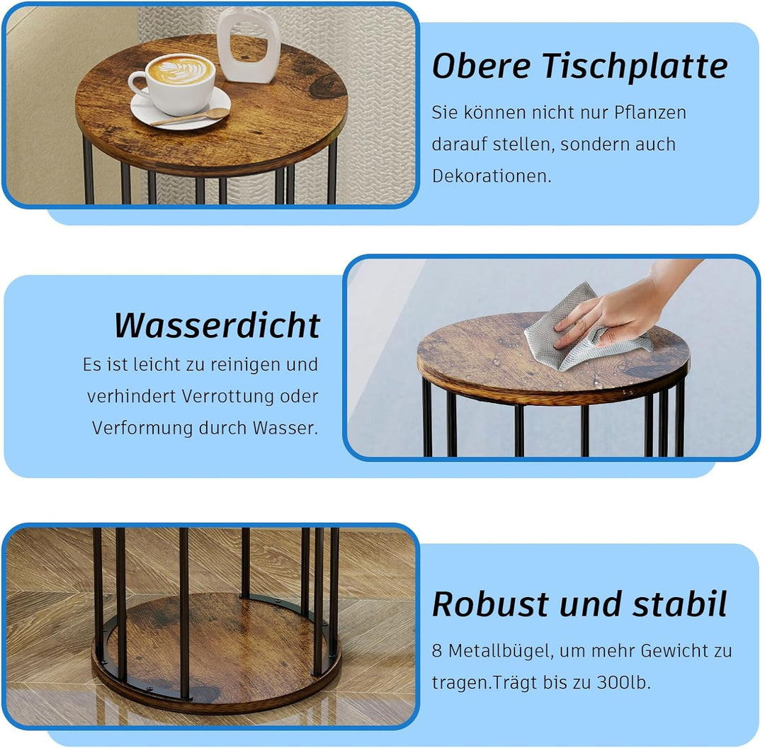 HDANI Rund Pflanzenständer Metall 35cm,Solider und Robuster Blumenständer für Wohnzimmer, Garten,Bal
