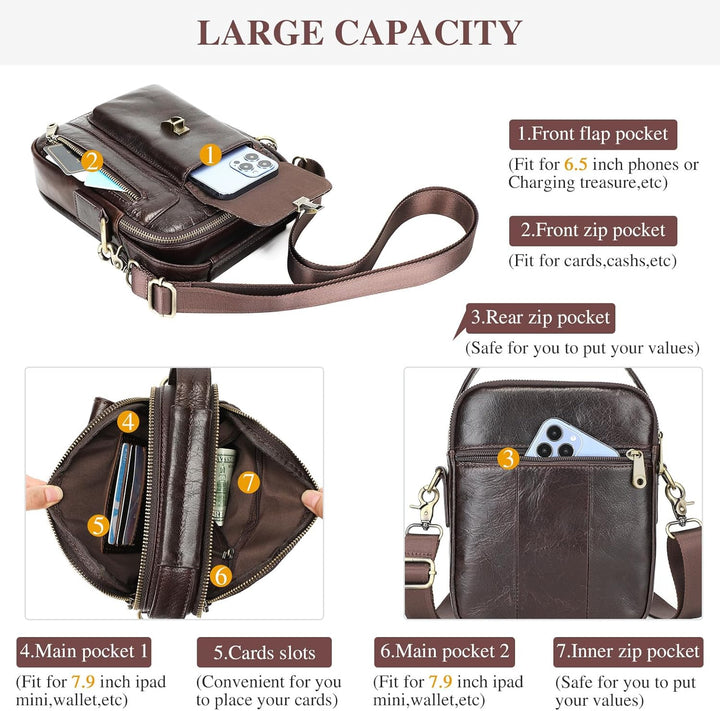 BAIGIO Umhängetasche Herren Leder Schultertasche Vintage Crossbody Bag Messenger Herrentasche zum Um