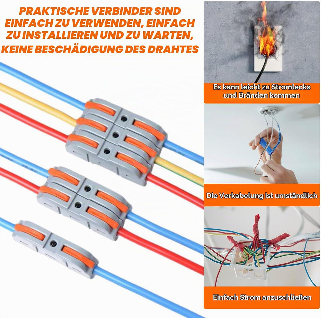 Kabelverbinder, 100 Stück Durchgangsverbinder, SPL-1 Kabelklemmen Elektro, 4mm² Leiter Klemme mit He