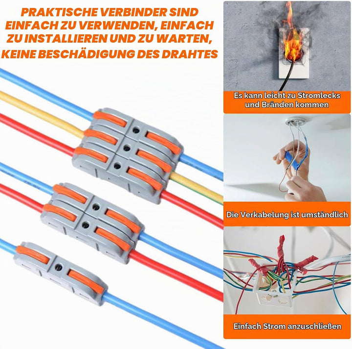 Kabelverbinder, 100 Stück Durchgangsverbinder, SPL-1 Kabelklemmen Elektro, 4mm² Leiter Klemme mit He