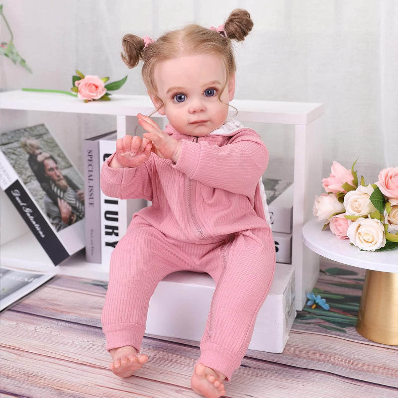 AIBAOLIAN Reborn Puppe 24 Zoll Reborn Baby Lebensecht Weiche Silikon Vinyl echt Reborn Baby Handgema