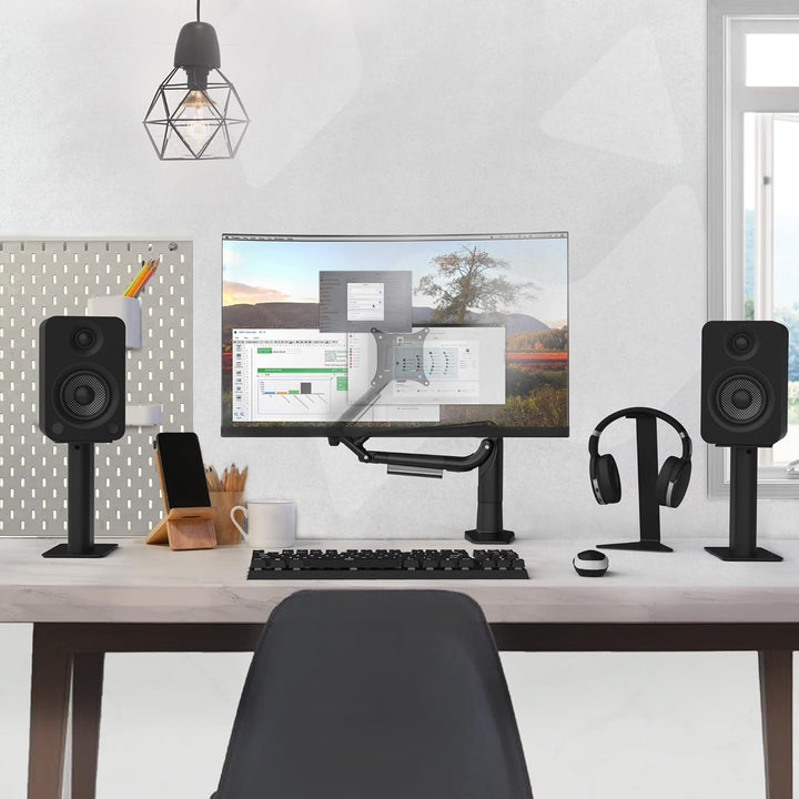 Kanto H1 Universal Headphone Stand with Curved Silicone Padding | Black, Black