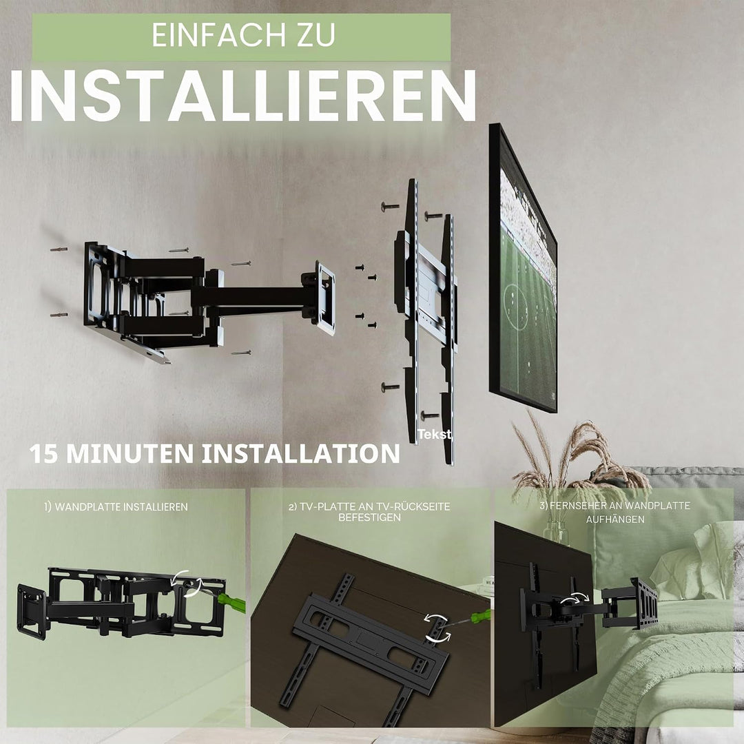 TV Wandhalterung für 32-65 Zoll Bildschirme VESA 75x75 bis 400x400mm Schwenkbare Neigbare und Ausfah