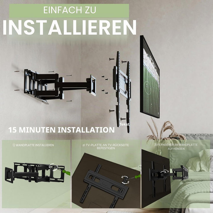 TV Wandhalterung für 32-65 Zoll Bildschirme VESA 75x75 bis 400x400mm Schwenkbare Neigbare und Ausfah