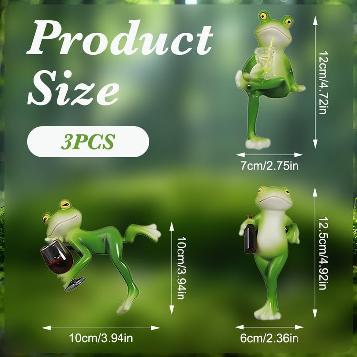 3 Stück Frosch Blumentopf Hänger, Frosch Deko Garten, Harz Lustige Figuren Gartendeko, Gartenfigur S