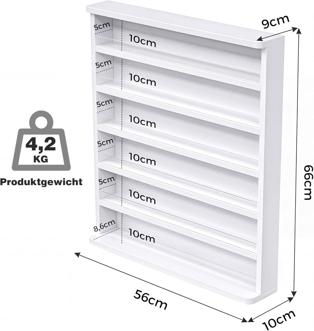 Nagellackregal Wandmontage mit 6 Ebenen, Stabiler Nagellack Organizer aus MDF & Acryl, Wandregal für