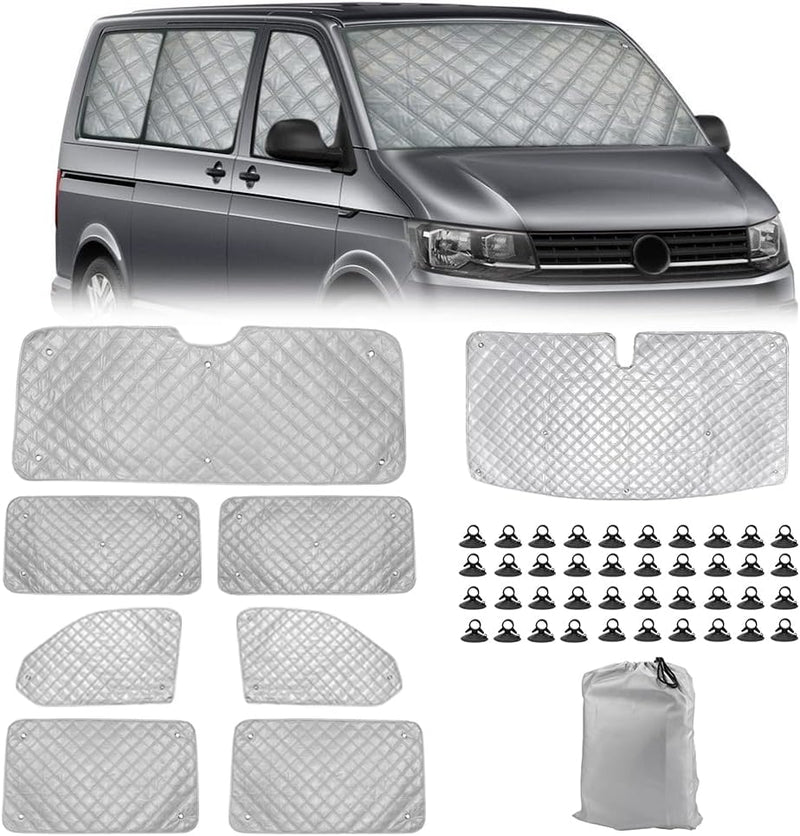 Sonnenschutz Auto Frontscheibe Ersatz für VW T5 T6, 8PCS Sonnenschutz Windschutzscheiben Schutz Set,