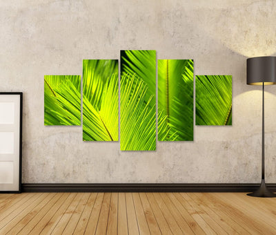 Bild auf Leinwand Grüne Palme Blätter Im Wind Wandbild Poster Kunstdruck Bilder Format: 170x80cm - 5