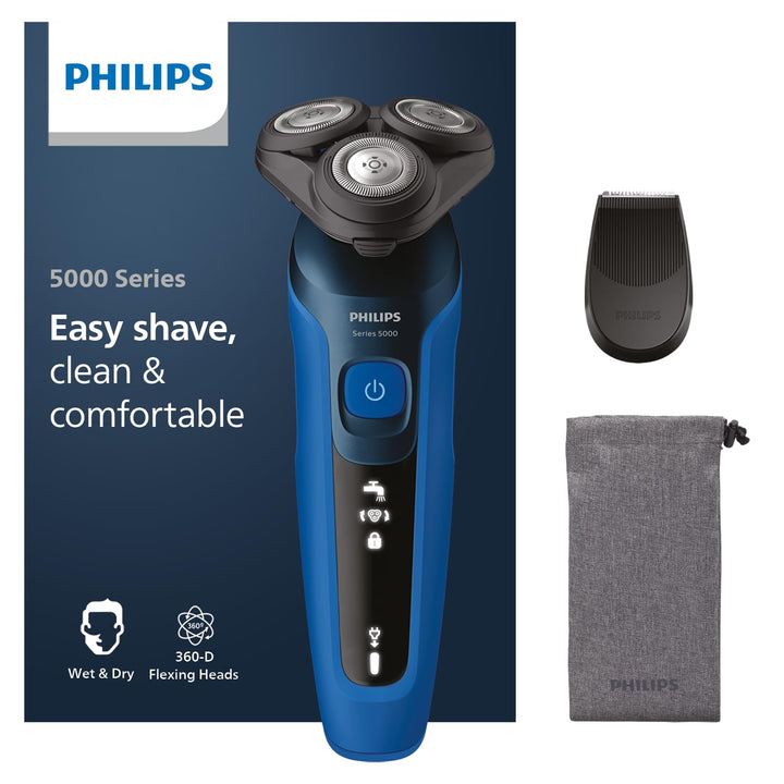 Philips Series 5000 Elektrischer Nass- und Trockenrasierer S5466/18, Leistungsstarke & sanfte Rasur,