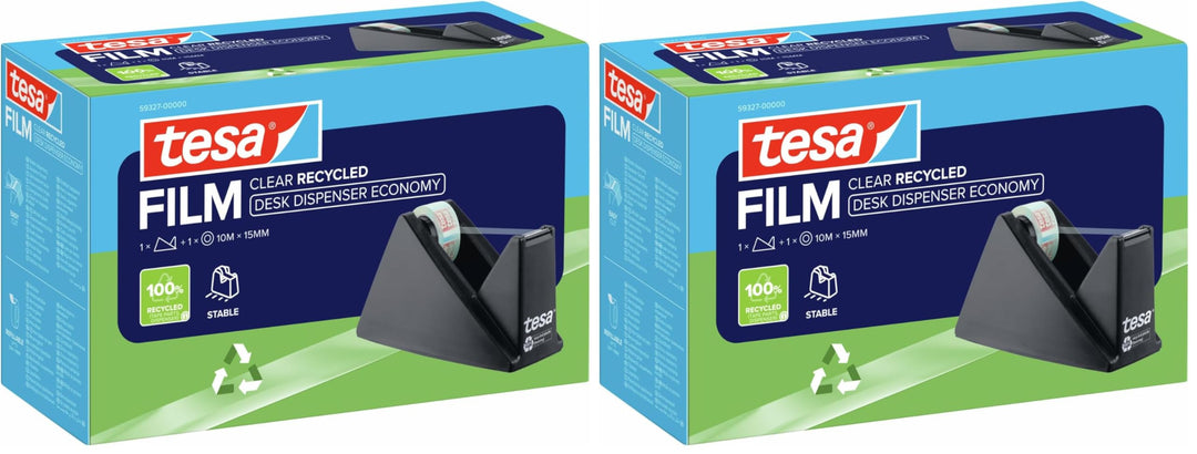 tesa Easy Cut Economy Klebebandabroller mit ecoLogo für Tische/Ökologischer Tischabroller mit Anti-R