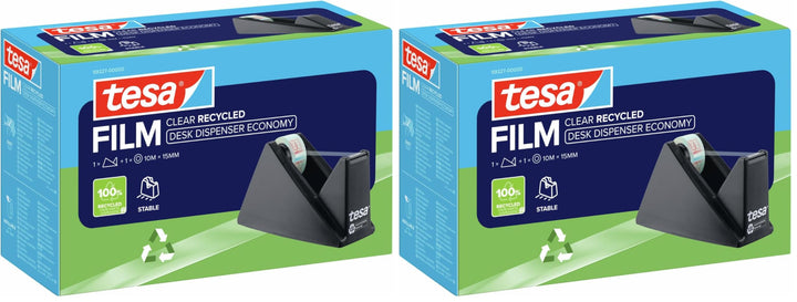 tesa Easy Cut Economy Klebebandabroller mit ecoLogo für Tische/Ökologischer Tischabroller mit Anti-R