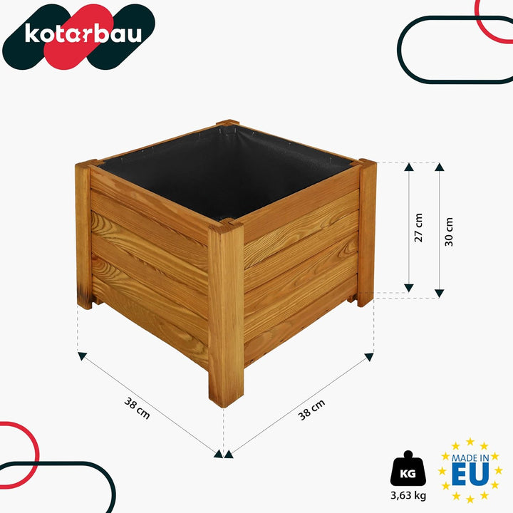 KOTARBAU® Blumenkasten - 38 x 38 x 30 cm - Pflanzkasten mit Vlies - Pflanzkübel gross aussen - Balko