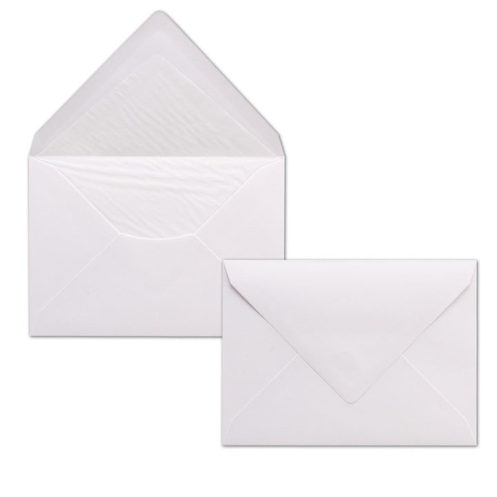 300 Briefumschläge Weiss - DIN C6 - gefüttert mit weissem Seidenpapier - 100 g/m² - 11,4 x 16,2 cm -