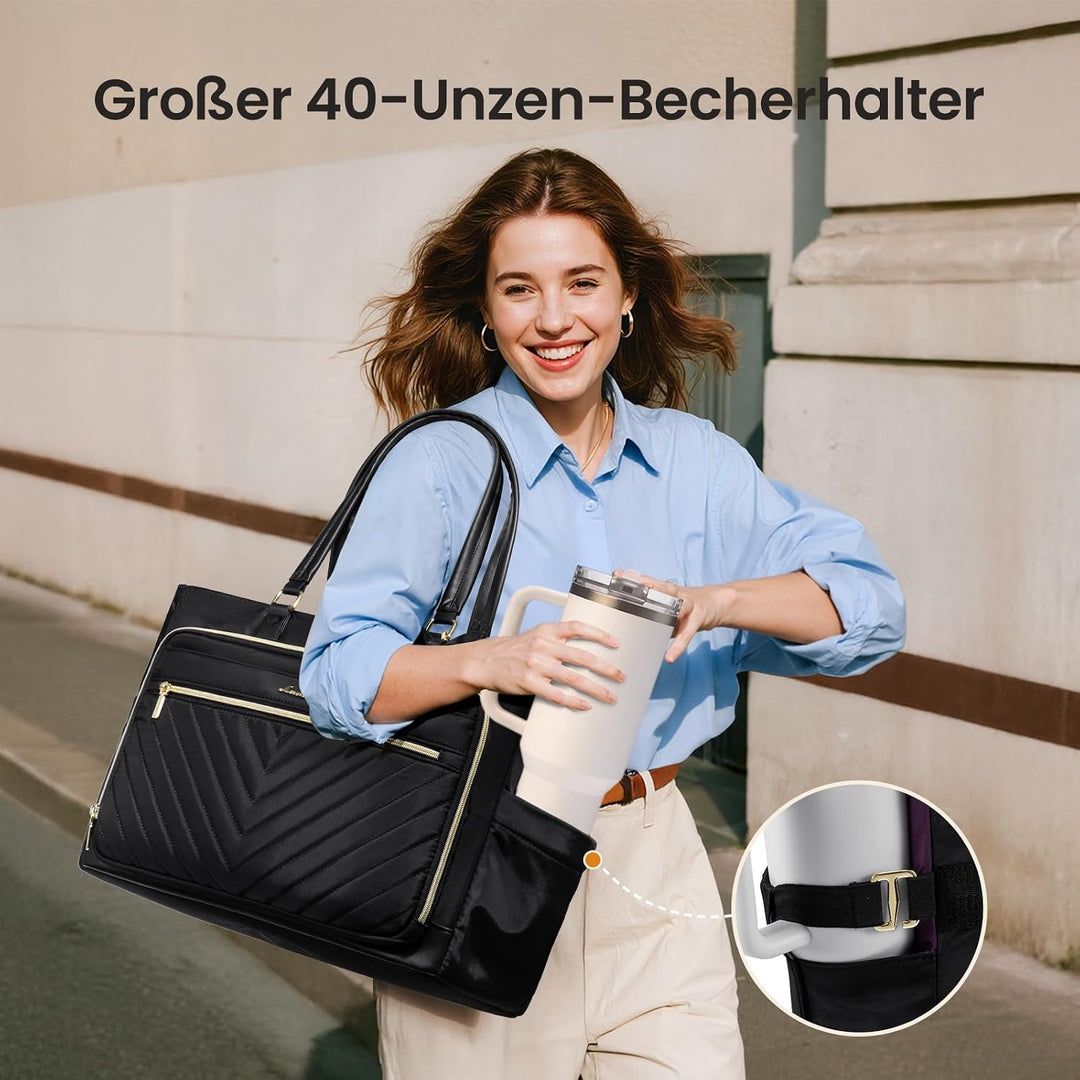 LOVEVOOK Lehrertasche Damen Laptoptasche Damen Arbeitstasche Aktentasche 1-schwarz 15,6 Zoll, 1-schw