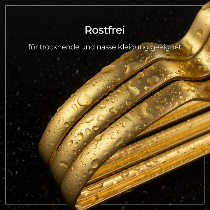 Parusia Kleiderbügel Gold, 42cm breit, 1cm stark, Kleiderbügel Metall rostfrei, formstabil, zur plat