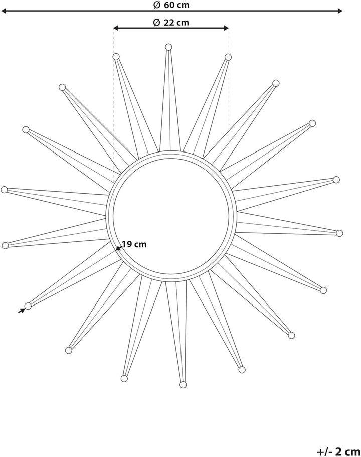 Spiegel Sonnenstrahlen rund gold dia. 60 Perelli