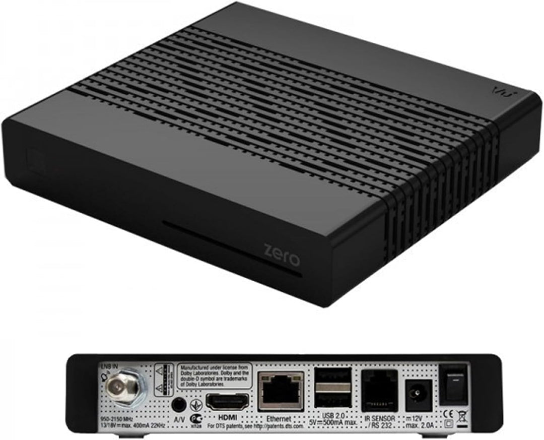 VU+ Zero Black Digital Sat TV Receiver 1x DVB-S2 Tuner SAT Linux FullHD 2X USB, 12V Externe Netzteil