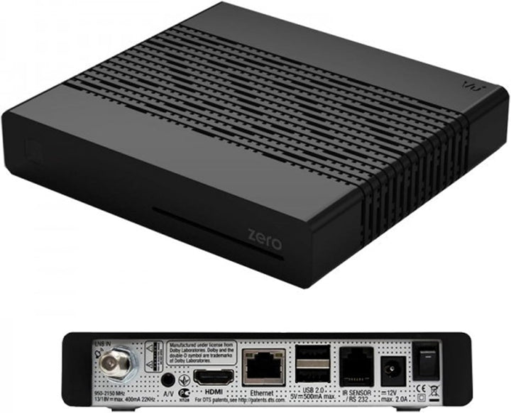 VU+ Zero Black Digital Sat TV Receiver 1x DVB-S2 Tuner SAT Linux FullHD 2X USB, 12V Externe Netzteil