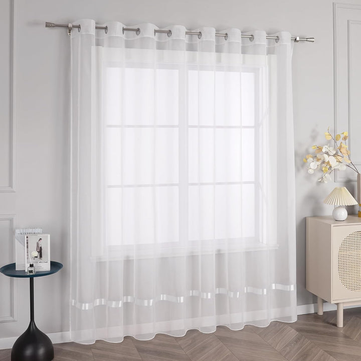 Joyswahl Voile Gardine transparenter Vorhang mit Satinband Design »Maja« Schals Fenster Vorhänge mit