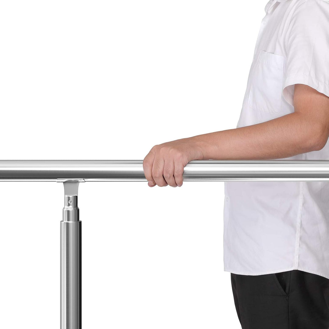 MONZANA® Treppengeländer Edelstahl Pflegeleicht 160cm mit 4 Querstreben Innen und Aussen Handlauf Ge