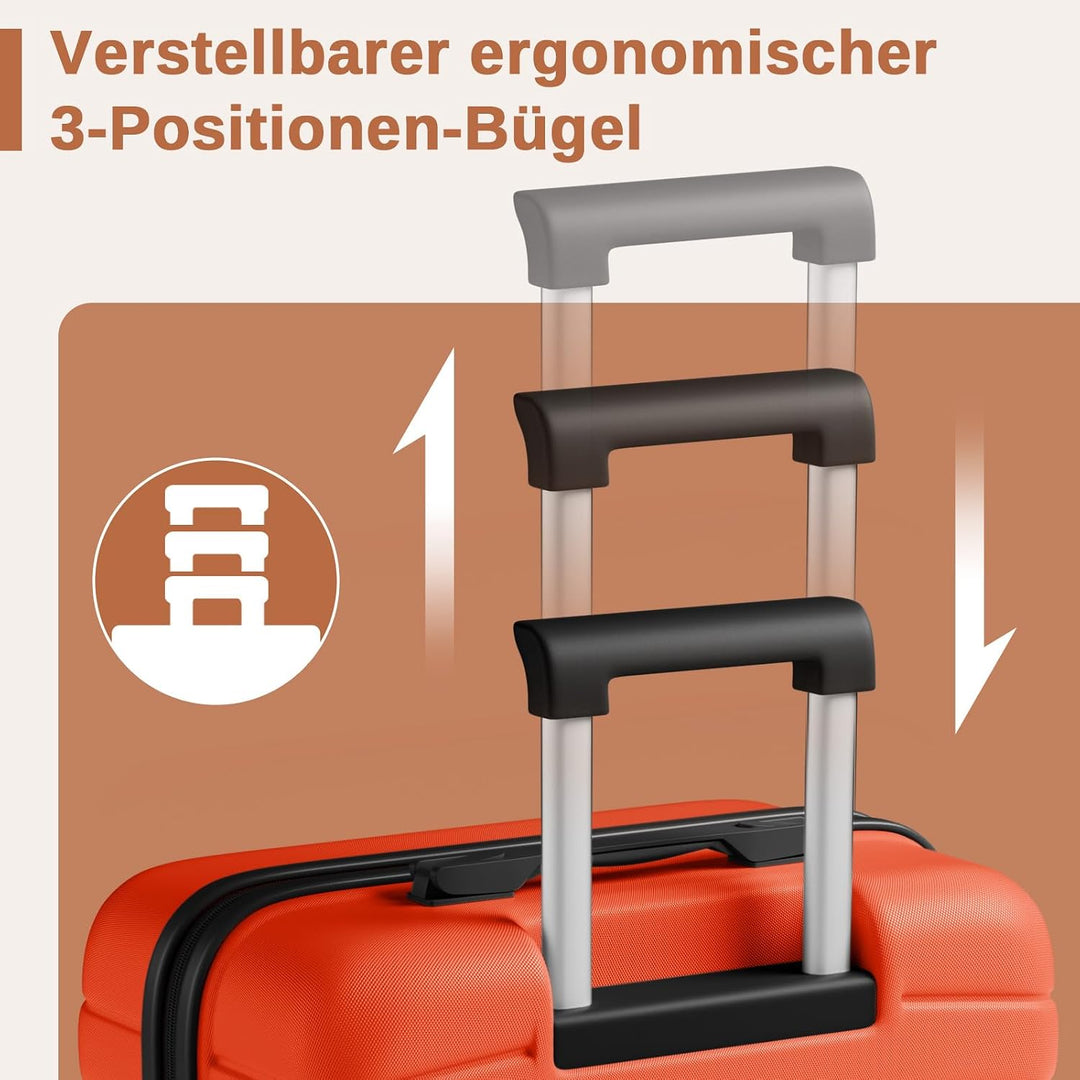 KONO Koffer Reisekoffer Trolley Handgepäck Koffer 55x40x20cm von ABS+PC Hartschalenkoffer mit Zwilli
