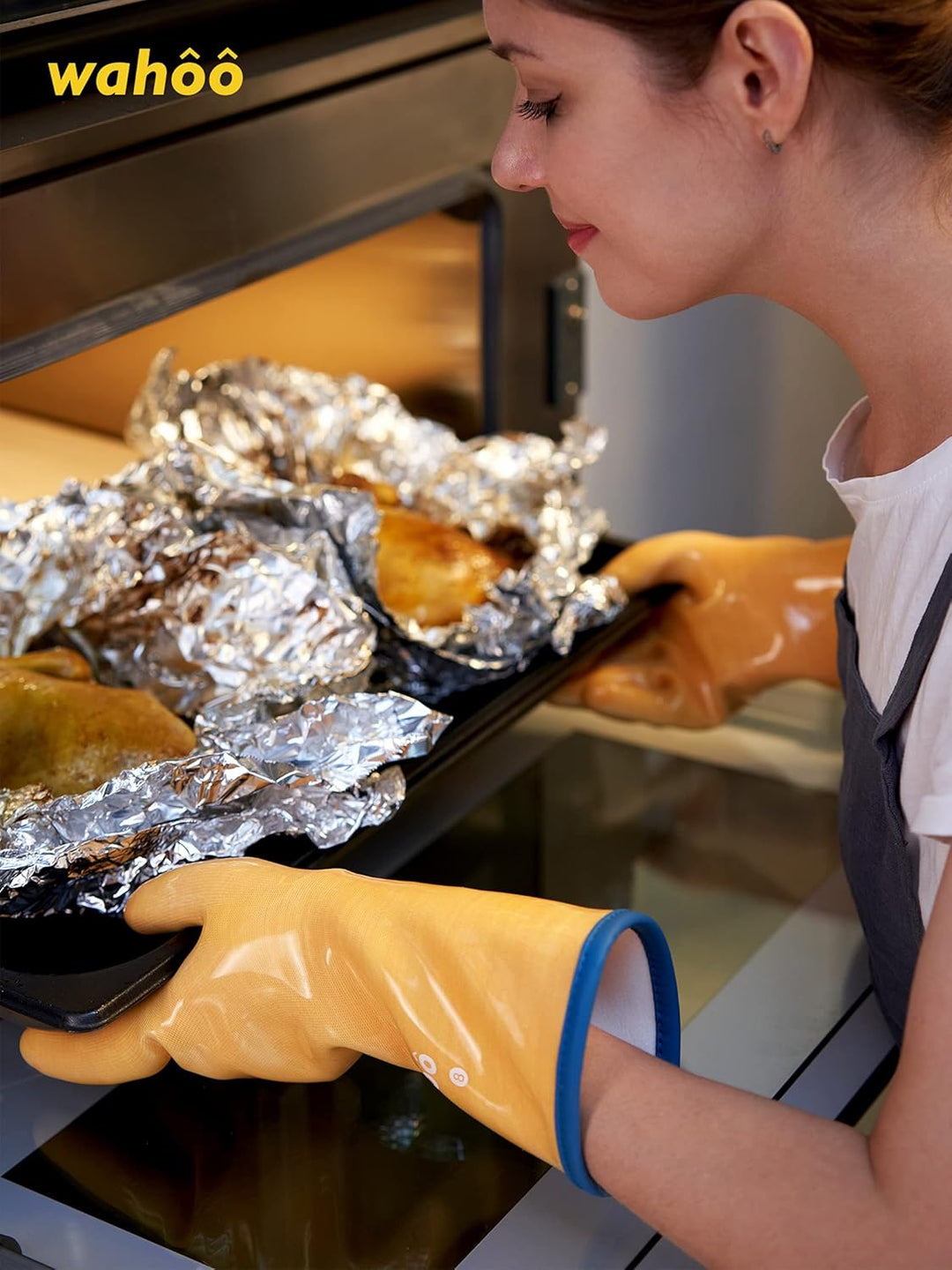 LANON Flüssig Silikon Hitzebeständige Grillhandschuhe, Topfhandschuhe, Backhandschuhe, Ofenhandschuh