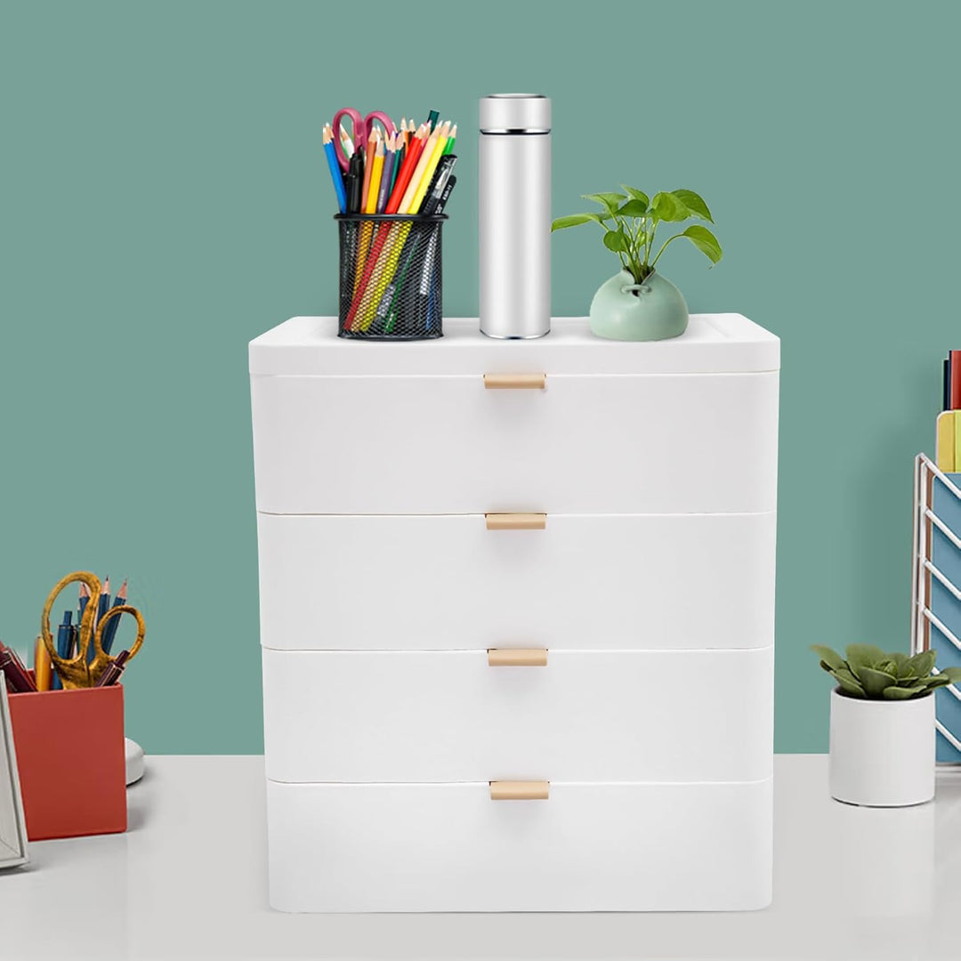 Rechteckig Weiss Tischplatte Schreibtisch-Aufbewahrungsbox,Schreibtisch-Organizer Mit Schublade,4 Sc