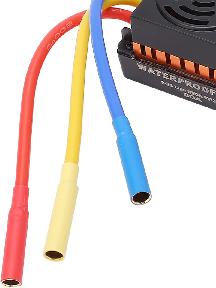 VGEBY RC Brushless ESC, RC Car Brushless ESC 60A Starker Stromwiderstand Wasserdicht Staubdicht für